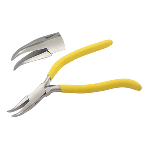 Bent Chain Nose Pliers 150mm Stainless Steel Smooth Jaws Matt <b>Foam</b> Grip Spring Handle Circlip Jewelry Needle Crimping Fishing - Product Image 1