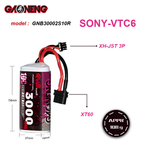סוללת GNB GAONENG 2S 3000mah 7.4V 10C Sony VTC6 בעלת קצב פריקה גבוה מסוג ליתיום-יון 18650 למכוניות <span class=keywords><strong>RC</strong></span>, סירות ורחפנים - Product Image 1