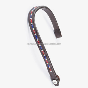 Bandeau de tête en cuir cristallin de haute qualité pour cheval, orné de strass courbés faits à la main, design personnalisé, pour bride d'équitation - Product Image 2