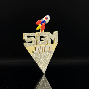 Pendentif Charme Hip Hop Diamant Givré Premium The Ice Legacy, Plaqué Argent Rhodié, Bijoux Unisexe pour Hommes - Product Image 1