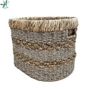 Cesta de almacenamiento de jacinto de agua rectangular grande con asas plegables y tapa para organización del hogar y almacenamiento de alimentos-HS 4123/3 - Product Image 5