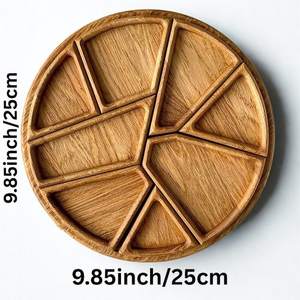 Bandeja de Servir Dividida de Madera, Plato Redondo de Bambú para Frutas con 5 Compartimentos, Plato para Aperitivos, Frutos Secos y Bocadillos para Mesa, Regalo - Product Image 6