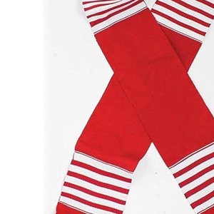 Écharpe d'hiver personnalisée avec logo de sororité, en jacquard rouge et blanc, à franges longues, en acrylique, à rayures multiples - Product Image 4