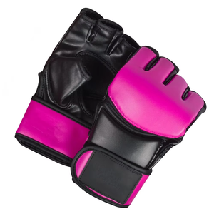 Tombola Sports MMA Gloves Half Finger PU Black Pink <b>Hook</b> & Loop Closure Unisex Martial Arts Training Gear 14 Years & up - Product Image 5