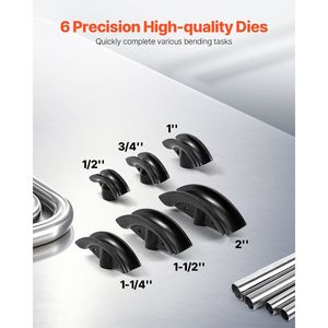 Piegatubi Idraulica Manuale da 12 Tonnellate per Tubi in Rame con 6 Matrici (da 1/2 a 2 Pollici) Regolabile a 90-180 Gradi - Product Image 4