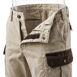 Men's Plus Size Casual Cargo Shorts Mid Waist Button Fly Solid Color <b>Denim</b> <b>Material</b> Custom Logo Washed - Product Image 6