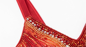 Robe de soirée formelle pour femmes, style vintage, avec paillettes et franges, col en V, sans manches, longueur midi, pour les soirées et les cocktails - Product Image 2