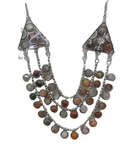印度供应商低价优质手工金属石串珠项链时尚女性珠宝项链