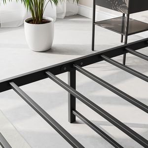 Letto Matrimoniale Solido e Stabile con Testiera Contenitore, Stazione di Ricarica, Facile Montaggio, Senza Box Spring, Imbottito, Silenzioso - Product Image 4