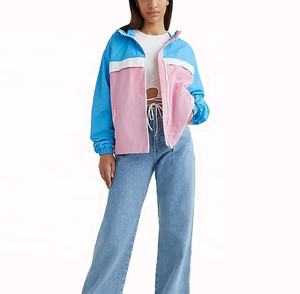 Chaqueta Cortavientos Ligera con Capucha, Estilo Moderno, para Mujer, Tallas Grandes, Diseño de Bloques de Color - Product Image 3