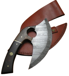 Cuchillo de pizza de acero de Damasco hecho a mano, cuchillo Ulu, hacha con mango de madera premium, cuchillo de cocina. - Product Image 2