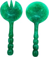 Ensemble de service à salade en résine marron, cuillère et fourchette à salade à manche court motif écaille de tortue, pour cuisine et salle à manger