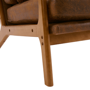 High Back Solid Wood Armrest & <b>Backrest</b> Indoor Leisure Chair Orange with Iron Frame & Bronzing Cloth for Living Room - Product Image 5