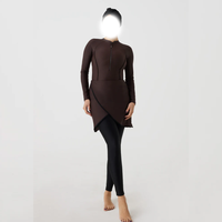 Maillot de bain islamique à manches longues pour femmes avec bas de pantalon, couleurs personnalisables et logo frontal, respirant et à séchage rapide