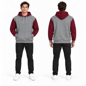 <b>Men's</b> <b>Navy</b> Beige Color Hooded Sweatshirt Cotton <b>Fleece</b> Casual Regular Fit Pocket Design Winter Wear Eco-Friendly Breathable - Product Image 4