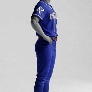 Uniforme de baseball haut de gamme pour hommes avec logo blanc, manches courtes, coupe régulière, impression sublimée, fermeture à boutons, matière 100% polyester - Product Image 4