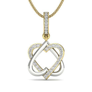 Pendentif cœur romantique en diamant en or jaune 18 carats avec sertissage pavé pour bijoux de fiançailles pour femmes - Product Image 3