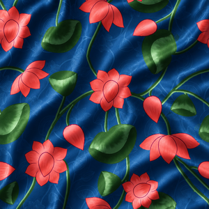 Tela de Satén Viscosa 100% con Estampado Floral Japonés de Lujo Personalizado, Suave, Transpirable y Ecológica, Color Rosa Magenta, para Prendas de Dormir para Niñas - Product Image 3