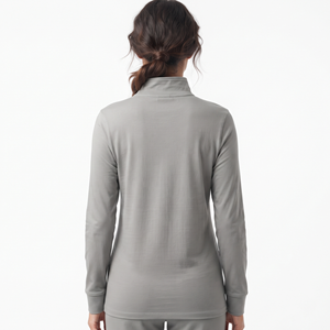 Wholesale High Quality <b>Women's</b> <b>Quarter</b> <b>Zip</b> Sweatshirt Custom Regular Fit Long Sleeve Breathable Solid Color Sweatshirt - Product Image 2