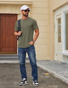 Men's Cotton Spandex T-Shirt Digital Print O-Neck Short Sleeve Loose Fit Eco-Friendly Quick Dry Breathable Casual 180g Knitted - Product Image 4