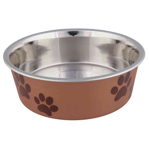Bol pour animaux de compagnie en acier inoxydable avec motif de patte 0,3 L 12 cm pour l'alimentation des chiens et des chats - Product Image 1