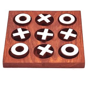 Juego de Tic Tac Toe de Madera Hecho a Mano con Piezas Plateadas de X y O, Juego de Mesa Clásico de Estrategia para Niños, Familia, Viajes, Regalo, Hogar - Product Image 2