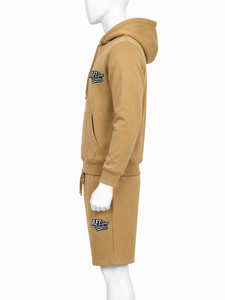 Ensemble court à capuche personnalisé pour homme, coupe classique, couleur unie, tricoté, 100 % polyester, short et sweat à capuche décontractés pour l'été - Product Image 2