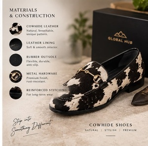 GLOBAL HUB Mocassins en cuir de vachette à bout rond, imprimé animal, en cuir véritable, chaussures habillées pour hommes, toutes saisons, semelle extérieure en caoutchouc - Product Image 6