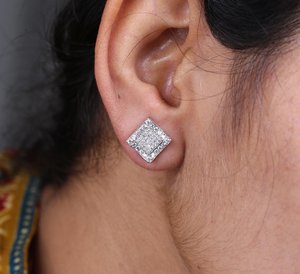 Iced Out <b>Square</b> <b>Earrings</b> 925 Sterling Silver VVS Moissanite <b>Diamond</b> Luxury Bling Hip Hop Unisex Wear <b>Earring</b> For Everyday - Product Image 6