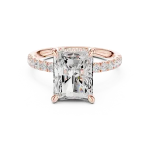 Anillo unisex con halo oculto de diamante sintético redondo de 4 quilates, diseño Radiant Architecture, oro macizo de 18k, pieza nupcial, certificado IGI - Product Image 5
