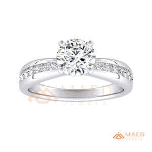 Anillo de Compromiso de Moissanita de 1 Quilate con Corte Redondo, Anillo de Boda de Plata 925 con Banda Pavé, Joyería con Apariencia de Diamante para Mujer - Product Image 5