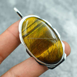 Colgante hecho a mano de Plata de Ley 925 sólida, colgante único hecho a mano, Ojo de Tigre, joyería de plata, regalos para esposa - Product Image 2