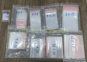 Bolsas de Plástico Transparentes con Cierre Zip Personalizables, Resistentes a la Humedad, con Línea Blanca/Roja/Azul - Product Image 3