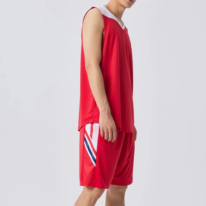Conjunto de Camiseta de Baloncesto sin Mangas con Cuello en V Rojo, Uniforme Deportivo Transpirable de Poliéster para Adultos Unisex, para Todas las Temporadas - Product Image 4