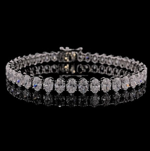 Pulsera de tenis con diamantes de moissanita de corte ovalado, plata de ley 925, chapada en rodio, estilo hip hop, unisex, regalos de aniversario - Product Image 1