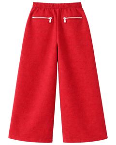 Pantalones Deportivos Cargo de Pierna Ancha Color Rojo Brillante Personalizados para Mujer, Pantalones de Forro Polar con Cintura Elástica, Bolsillos con Cremallera, Ropa Casual de Calle, Pantalones de Invierno - Product Image 2