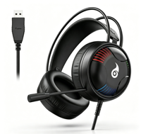 LDON X1 Headset Gaming Profesional Over-Ear Berkabel dengan Mikrofon, Lampu LED RGB, Suara Surround 7.1, Kabel 1.8m, Volume Sesuai Kebutuhan PC