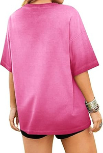 T-shirt décontracté pour femme, personnalisé OEM, à faible MOQ, en coton 100% tricoté, délavé à l'acide, respirant, séchage rapide, écologique, idéal pour l'été et la gym - Product Image 2
