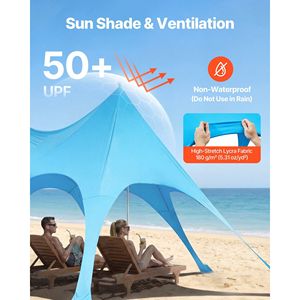 Tenda da Spiaggia UPF50+ con Protezione Solare, Altezza 2,8 m, Montaggio Facile, 6x4 m, con Sacchi di Sabbia e Pali per Stabilità - Product Image 3
