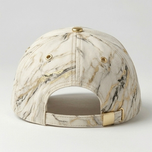 Gorra de Béisbol de Lujo con Patrón de Mármol, 6 Paneles, Impresión Completa, Estructurada, Unisex, Deportiva, Informal, de Algodón y Poliéster, Personalizable OEM ODM - Product Image 3