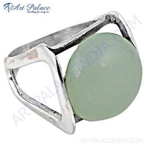 Anillo de moda de plata con piedras preciosas de Calcedonia azul de alta calidad - Product Image 1
