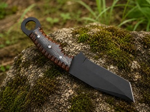 Couteau de chasse artisanal à lame pointue avec manche en bois et étui en cuir, lame en acier carbone de 8 pouces - Product Image 4