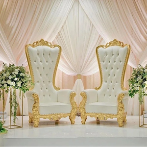 Chaise de trône royale de luxe en or, noir, blanc, rouge, pour <span class=keywords><strong>roi</strong></span>, reine, princesse, durable, écologique, usage commercial, mariage, salle à manger - Product Image 6