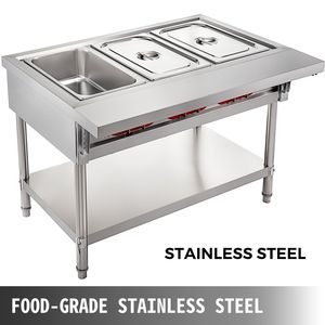 Scaldavivande Elettrico Commerciale Manuale a 3 Vasche, Scaldavivande a Vapore da 18 Quarti con Coperchi e Tagliere da 7 Pollici in Acciaio Inox per Alimenti - Product Image 2