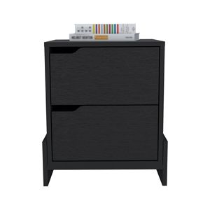 Comodino Haines a 2 cassetti con robusta base nera, tavolino da salotto Depot E Shop - Product Image 3