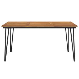 Ensemble de jardin en bois d'acacia massif avec table marron et noire, mobilier en métal thermolaqué - Product Image 3