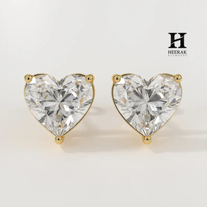 Pendientes de Oro Amarillo de 18K con Moissanita Corte Corazón 1-2ct VVS1, Pendientes de Diamante de Laboratorio en Forma de Corazón para Mujer, Plata S925, Alta Joyería - Product Image 2