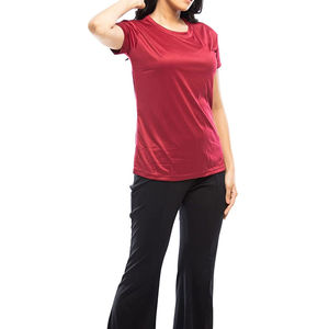 T-shirt décontracté en coton tricoté 100 % pour femme, doux, confortable, écologique, léger, idéal pour l'été et le quotidien - Product Image 6