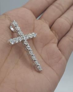 Pendentif Croix en Moissanite Ronde 4MM, Argent Sterling 925, Design Croix, Plaqué Or, Bijoux Fins, Pendentifs & Breloques - Product Image 3