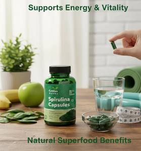 Capsules végétales de spiruline naturelle à base de plantes, extrait d'Arthrospira Platensis à haute concentration, prix de gros, expédition en vrac - Product Image 4